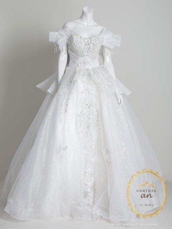 画像10: 【couture an/クチュールアン】スパンコール/ チュール/ ビジュー/ オフショルダー/ プリンセス/ エレガント/ ゴージャス/ ロングドレス/ ラグジュアリー/ キャバドレス long[OF05] (10)