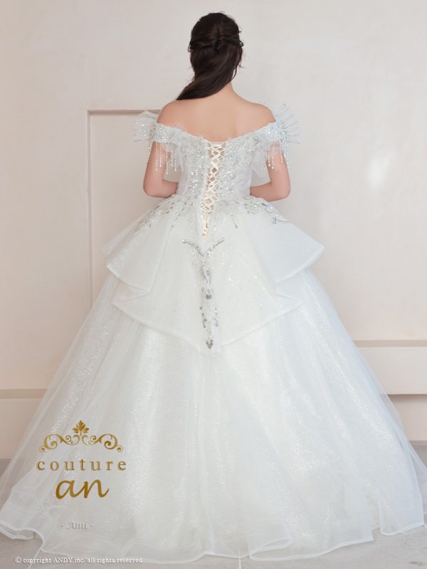画像4: 【couture an/クチュールアン】スパンコール/ チュール/ ビジュー/ オフショルダー/ プリンセス/ エレガント/ ゴージャス/ ロングドレス/ ラグジュアリー/ キャバドレス long[OF05] (4)