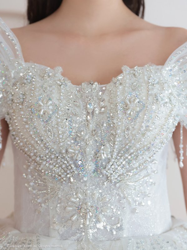 画像6: 【couture an/クチュールアン】スパンコール/ チュール/ ビジュー/ オフショルダー/ プリンセス/ エレガント/ ゴージャス/ ロングドレス/ ラグジュアリー/ キャバドレス long[OF05] (6)