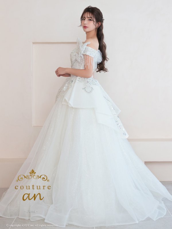 画像3: 【couture an/クチュールアン】スパンコール/ チュール/ ビジュー/ オフショルダー/ プリンセス/ エレガント/ ゴージャス/ ロングドレス/ ラグジュアリー/ キャバドレス long[OF05] (3)