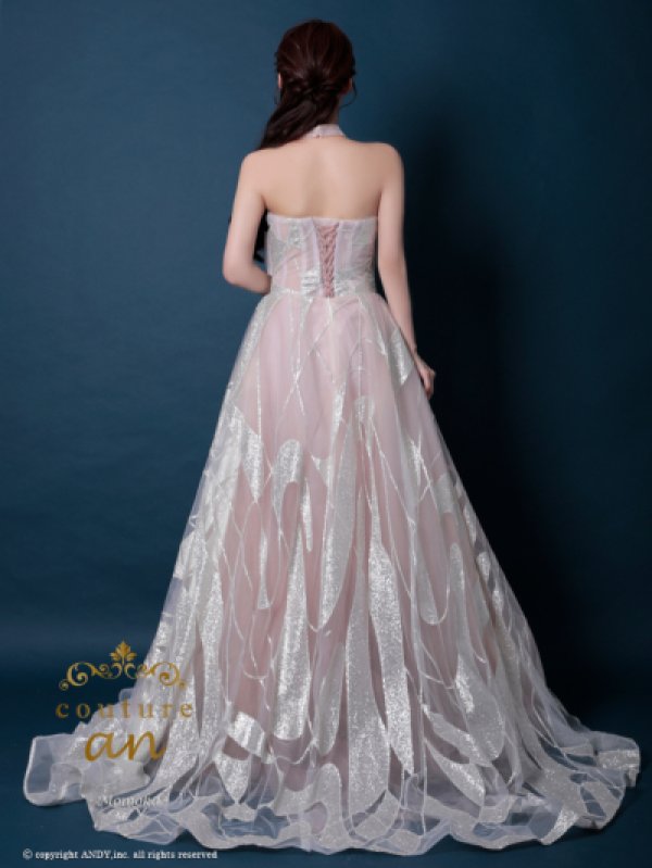 画像6: 【couture an/クチュールアン】フェザー/ オフショル/チュール/ ピンクベージュ/ シアー/ Aライン/ ロングドレス/ エレガント/ フェミニンパーティードレス/ キャバドレス long[OF05] (6)