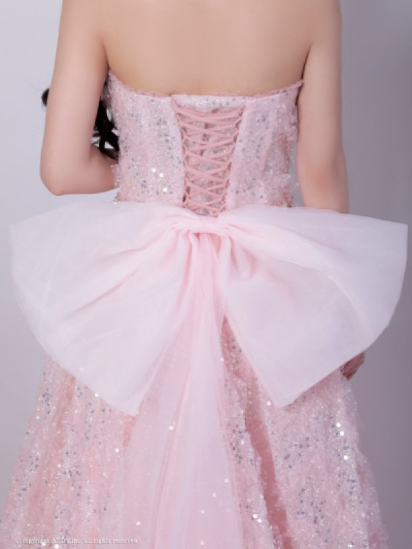 画像10: 【couture an/クチュールアン】フェザー/ オフショル/スパンコール/ ピンクドレス/ ビジュー/ プリンセスライン/ シアー/ ロングドレス/ フェミニン/キャバドレス long[OF05] (10)