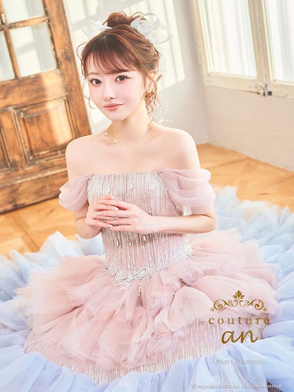 ピンクブルー　モデル：羽澄まり　身長：158cm　着用サイズ：S(XS〜M)サイズ