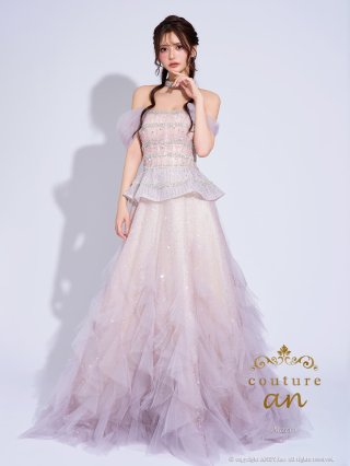 クチュールアン　ピンクバースデードレス couture an/クチュール アン】ガーリー オフショルダー スパンコール