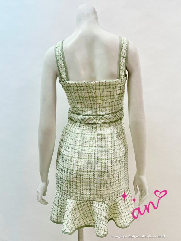 画像17: 【an/アン】マーメイド/ ツイード/ フロントジップ/ ゴールドバックル/ チェーンモチーフ/ ビスチェ/ フリル/ ミニドレス/ キャバドレス[OF05] (17)