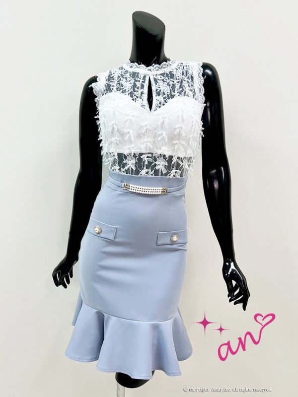 画像32: 【LIMITED SALE開催中！! 11月11日より順次発送予定】【an /アン】マーメイド/ フリル/ レース切り替え/ パール/ ノースリーブ/ ミニドレス/ キャバドレス[OF05] (32)