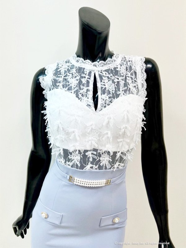 画像35: 【LIMITED SALE開催中！! 11月11日より順次発送予定】【an /アン】マーメイド/ フリル/ レース切り替え/ パール/ ノースリーブ/ ミニドレス/ キャバドレス[OF05] (35)