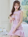 画像12: XSサイズあり【an /アン】カットアウト/ ボタン/ フロントジップ/ ノースリーブ/ セットアップ/ Aライン/ 裾プリーツ/ ミニドレス/ キャバドレス[OF05] (12)