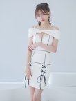画像14: XSサイズあり【an /アン】 リボンモチーフ/ オフショルダー/ バストジップ/ キャミソール/ バイカラー/ タイト/ ミニドレス/ キャバドレス[OF05] (14)