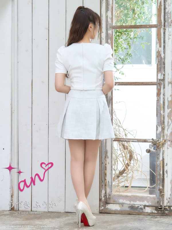 画像18: XSサイズあり【an /アン】ツイード/ 2way/ キャミソール/ 袖あり/ パフスリーブ/ プリーツ/ 編み上げ/ Aライン/ セットアップ/ ミニドレス/ キャバドレス[OF05] (18)