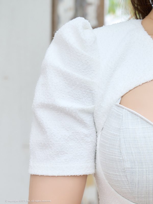 画像21: XSサイズあり【an /アン】ツイード/ 2way/ キャミソール/ 袖あり/ パフスリーブ/ プリーツ/ 編み上げ/ Aライン/ セットアップ/ ミニドレス/ キャバドレス[OF05] (21)