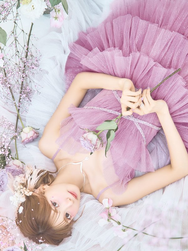 画像13: 【ひめか/関西コレクション着用】【couture an/クチュールアン】 グラデーション/ ティアード/ チュール/ レース/ フレア/  キャミソール/ ラメ/ Aライン/ ロングドレス/ カラードレス long[OF05] (13)