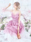 画像15: 【ひめか/関西コレクション着用】【couture an/クチュールアン】 グラデーション/ ティアード/ チュール/ レース/ フレア/  キャミソール/ ラメ/ Aライン/ ロングドレス/ カラードレス long[OF05] (15)