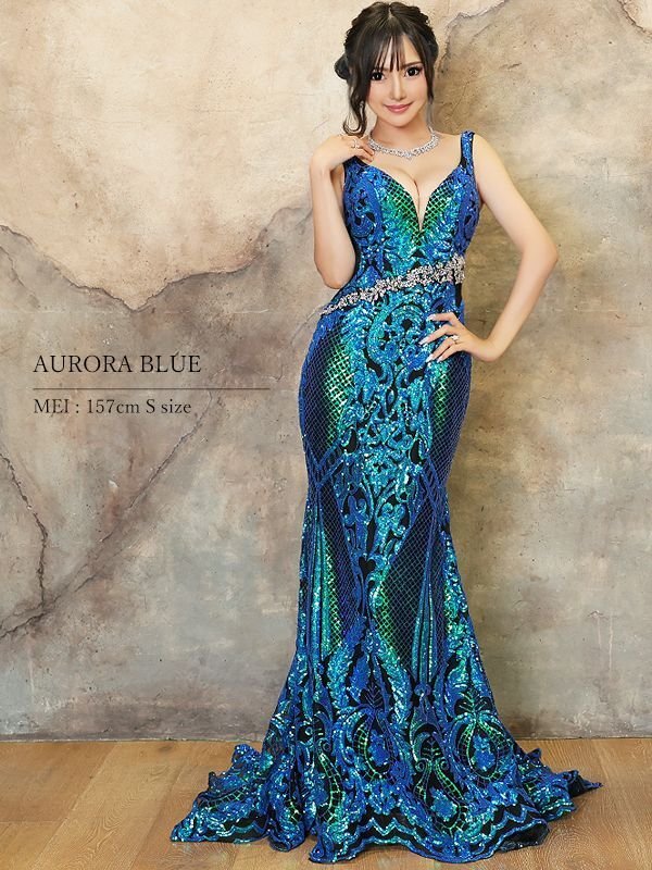 画像5: 【ANGEL R PREMIUM/エンジェルアールプレミアム】マーメイド/ ビジュー/ スパンコール/ オーロラ/ ノースリーブ/ シアー/ ロング/ キャバドレスlong[OF2] (5)