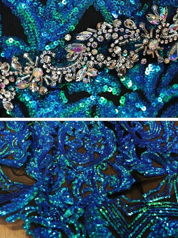 画像9: 【ANGEL R PREMIUM/エンジェルアールプレミアム】マーメイド/ ビジュー/ スパンコール/ オーロラ/ ノースリーブ/ シアー/ ロング/ キャバドレスlong[OF2] (9)