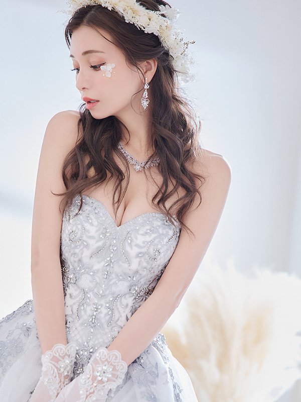 画像41: 【るな/関西コレクション着用】【ANGEL R PREMIUM/エンジェルアールプレミアム】ベア/ ウェディング/ バースデー/ プリンセス/ フラワーレース/ スパンコールビジュー/ キャバドレスlong【HC03】 (41)