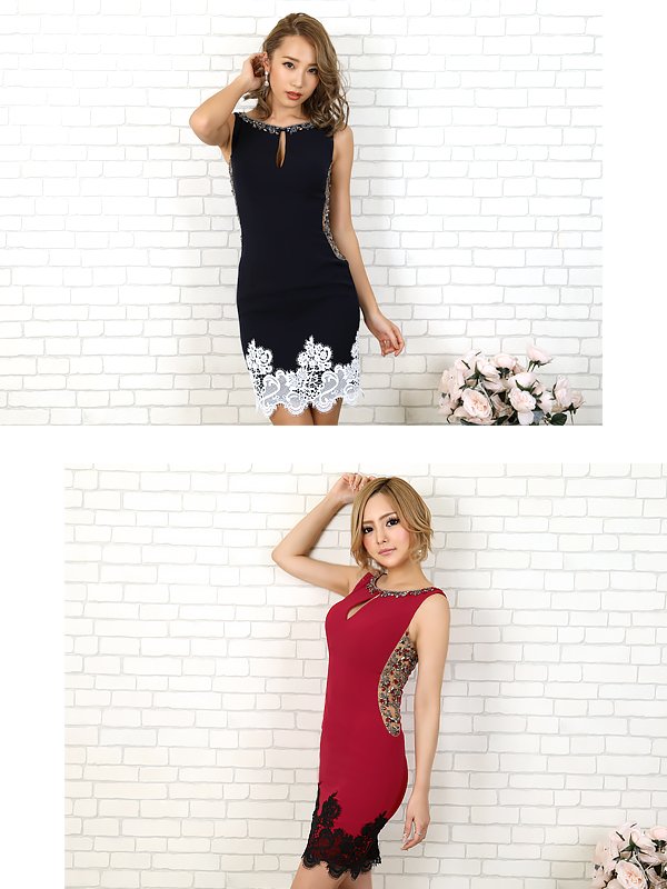 画像5: 【ANGEL R/エンジェルアール】サイドビジュー/ 裾レース/ タイトミニ/ ミニドレス/ キャバドレス[OF2] (5)