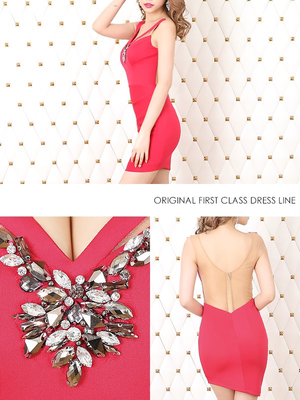 画像4: 【ANGEL R/エンジェルアール】フロントビジュー/ シアーデザイン/ タイトミニ/ ミニドレス/ キャバドレス[OF2] (4)