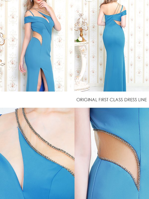 画像7: 【ANGEL R/エンジェルアール】カッティングデザイン/ ワンショルダー/タイト/ロング/ キャバドレスlong[OF2] (7)