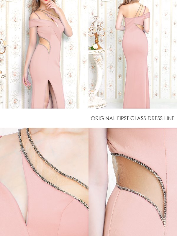 画像2: 【ANGEL R/エンジェルアール】カッティングデザイン/ ワンショルダー/タイト/ロング/ キャバドレスlong[OF2] (2)