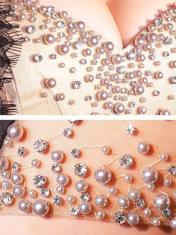 画像7: XSサイズあり【ANGEL R/エンジェルアール】デコルテビジュー/ ハーフスリーブ/ レース/タイト/ ミニドレス/ キャバドレス[OF2] (7)