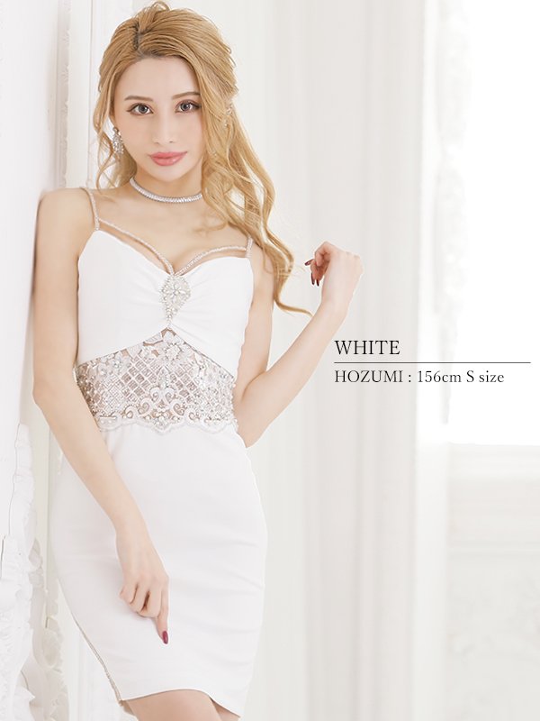 画像2: 【LIMITED SALE開催中！! 11月11日より順次発送予定】sugarオリジナルカラーあり☆XSサイズあり【ANGEL R/エンジェルアール】 キャミソール/ ウエストレース/ パール/ ビジュー/ タイト/ ミニドレス/ キャバドレス[OF2] (2)