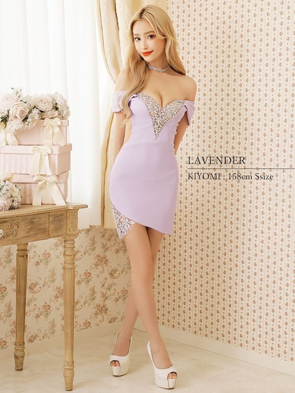 画像5: XSサイズあり【ANGEL R/エンジェルアール】3WAYショルダー/ オフショルダー/ ワンカラー/ バストフラワーパールビジュー/ タイト/ ミニドレス/ キャバドレス[OF2] (5)