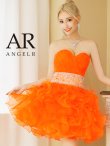 【Angel R/エンジェルアール】ベア/ アッパーギャザービジュー/ フリル/ フレア/ スピンドル/ プリンセス / ミニドレス / キャバドレス　オレンジ