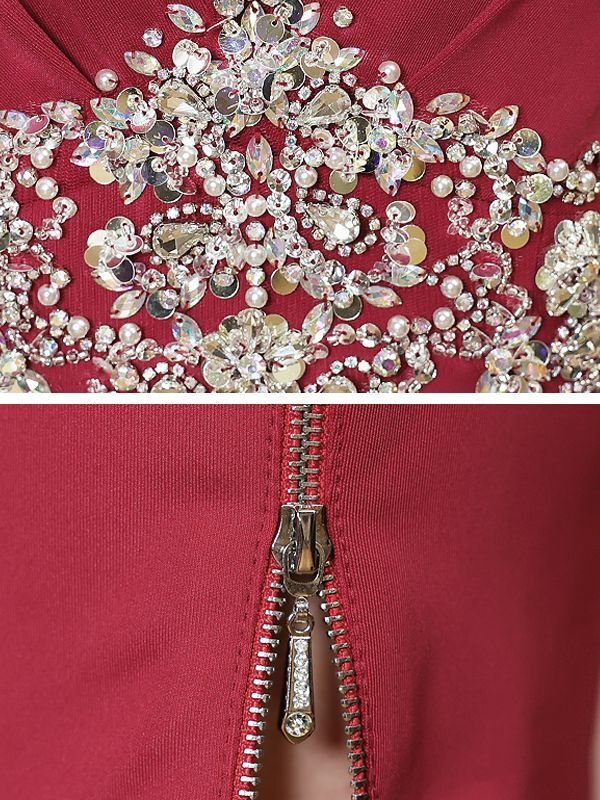 画像8: XSサイズあり【ANGEL R/エンジェルアール】キャミソール/ 裾ジップ/ ワンカラー/ タック/ バストウエストスパンコール/ パール/ ビジュー/ タイト/ ミニドレス/ キャバドレス[OF2] (8)