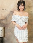 画像4: XSサイズあり【ANGEL R/エンジェルアール】オフショルダー/ ラメチェックツイード/ ビジューリボン/ タイト/ ミニドレス/ キャバドレス[OF2] (4)