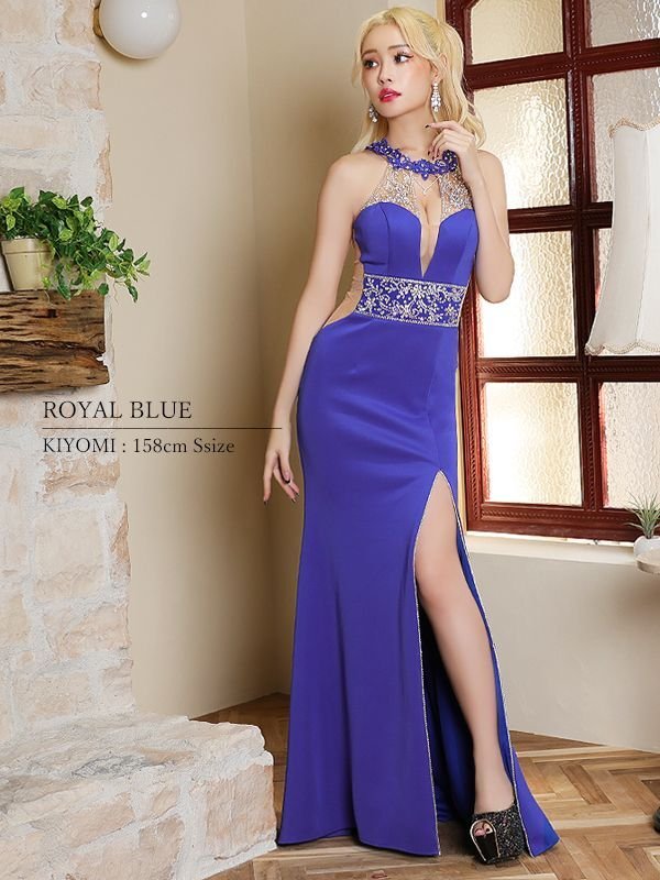 画像3: 【ANGEL R/エンジェルアール】デコルテウエストスパンコール/ スリット/ パール/ ビジュー/ チャーム/ ワンカラー/ タイト/ ロングドレス/ キャバドレス long[OF2] (3)