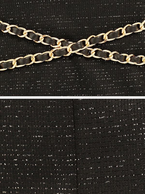 画像4: XSサイズあり【ANGEL R/エンジェルアール】ショルダーバストウエストチェーン/ ラメ/ キャミソール/ スリット/ タイト/ ミニドレス/ キャバドレス[OF2] (4)