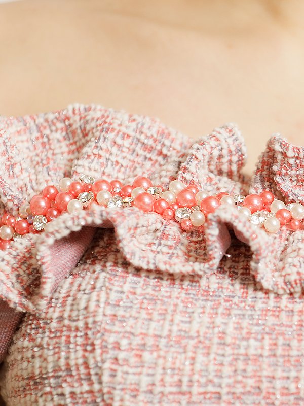 画像16: 【LIMITED SALE開催中！! 11月11日より順次発送予定】XSサイズあり【ANGEL R/エンジェルアール】ツイード/ ビジュー/ フリル/ オフショルダー/ フレア/ミニドレス/ キャバドレス[OF2] (16)