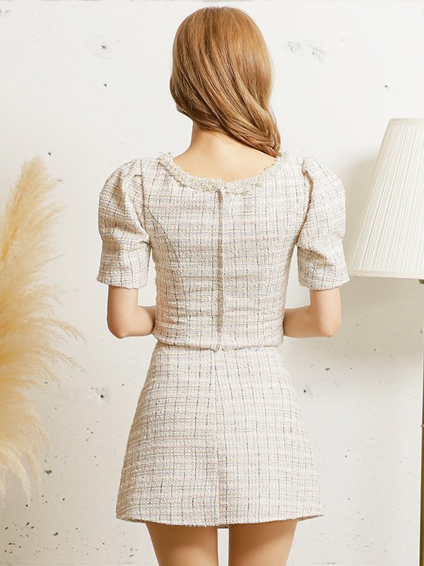 画像7: XSサイズあり【ANGEL R/エンジェルアール】デコルテパール/ ビジュー/ パフスリーブ/ セパレート/ マイクロミニ/ タイト/ミニドレス/ キャバドレス[OF2] (7)