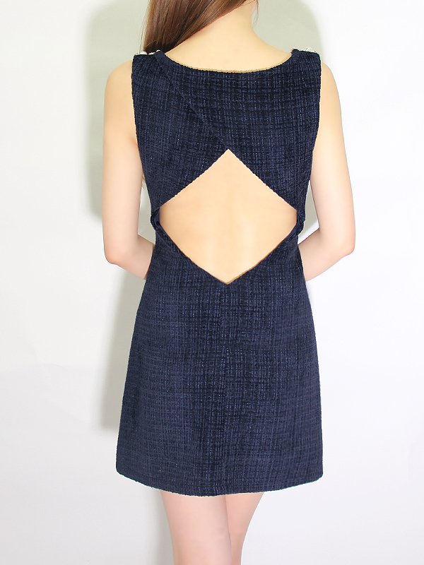 画像8: XSサイズあり【ANGEL R/エンジェルアール】ショルダーデコルテパール/ ビジューポケット/ ツイード/ ノースリーブ/ Aライン/ ミニドレス/ キャバドレス[OF2] (8)
