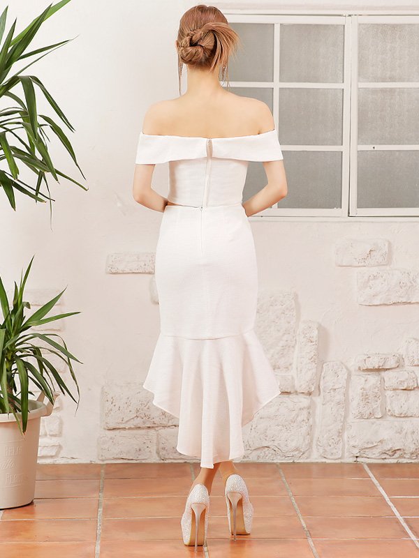 画像20: XSサイズあり【ANGEL R/エンジェルアール】バストフラワーレース/ ビジュー/ セパレート/ オフショル/ マーメイド/ ミディアムドレス/ キャバドレス[OF2] (20)