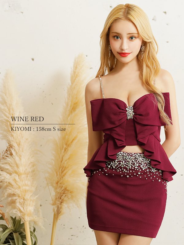 画像27: 【AMIRU/関西コレクション着用】XSサイズあり【ANGEL R/エンジェルアール】ビッグフリルリボン/ ビジュー/ セパレート/ マイクロミニ/ タイト/ミニドレス/ キャバドレス[OF2] (27)