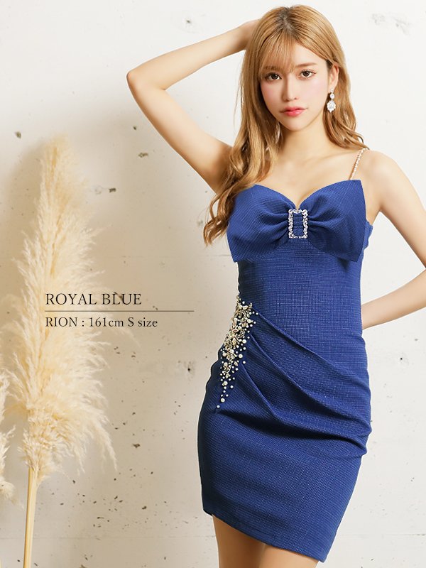 画像3: XSサイズあり【ANGEL R/エンジェルアール】ビッグリボンバックル/ ビジュー/ タック/ キャミソール/ タイト/ ワンカラー/ ミニドレス/ キャバドレス[OF2] (3)