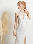 画像13: 【ANGEL R/エンジェルアール】 フラワーパールビジュー/ホルターネック/ レース/ タイト/ ロングドレス/ キャバドレス long[OF2] (13)