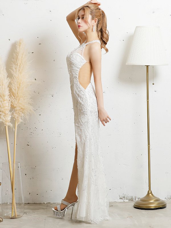 画像16: 【ANGEL R/エンジェルアール】 フラワーパールビジュー/ホルターネック/ レース/ タイト/ ロングドレス/ キャバドレス long[OF2] (16)