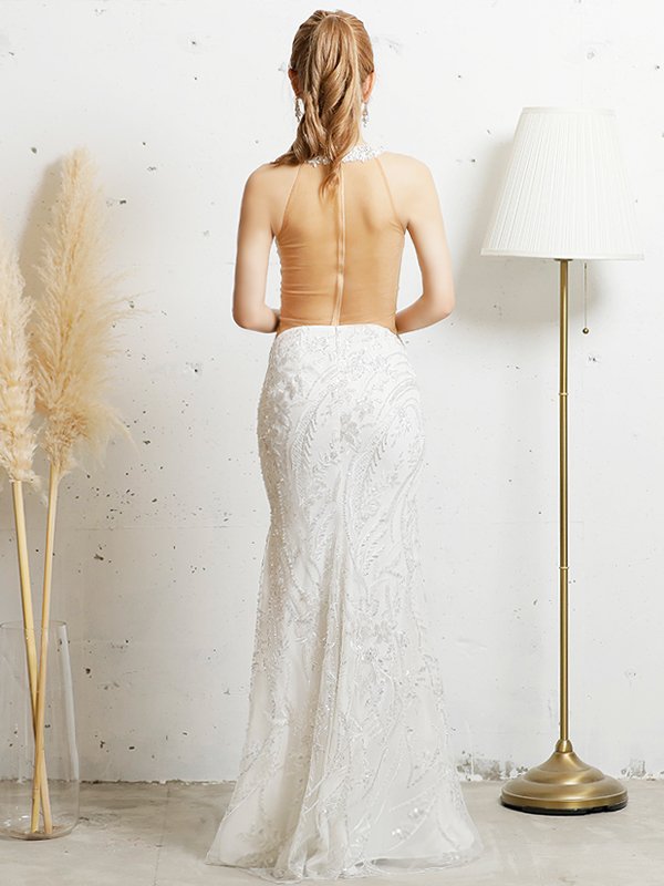 画像17: 【ANGEL R/エンジェルアール】 フラワーパールビジュー/ホルターネック/ レース/ タイト/ ロングドレス/ キャバドレス long[OF2] (17)