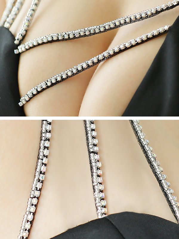 画像7: XSサイズあり【ANGEL R/エンジェルアール】アシンメトリー/ ショルダーバストチェーンビジュー/ ノースリーブ/ ワンカラー/ タイト/ ミニドレス/ キャバドレス[OF2] (7)