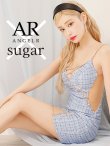 sugarコラボ商品☆XSサイズあり【Angel R/エンジェルアール】フロントパールビジュー/ アシンメトリーショルダー/ チェック/ ツイード/ キャミソール/ タイト/ ミニドレス/ キャバドレス　ブルー