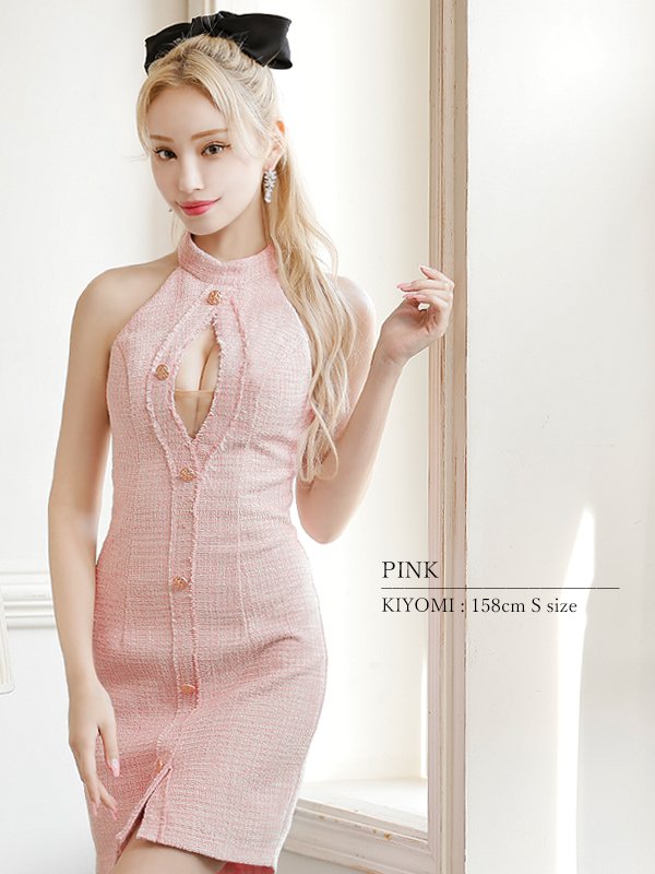 画像22: XSサイズあり【ANGEL R/エンジェルアール】ホルターネック/ バストカット/ ツイード/ タイト/ ミニドレス/ キャバドレス[OF2] (22)