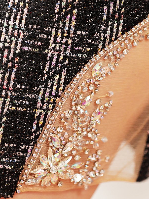 画像14: XSサイズあり【ANGEL R/エンジェルアール】バストダイヤビジュー/ ミックスチェック/ サイドシアー/ キャミソール/ タイト/ ミニドレス/ キャバドレス[OF2] (14)