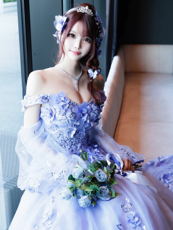 画像2: 【ANGEL R/エンジェルアール】ベア/ 立体フラワー/ ウェディング/ バースデー/ プリンセス/ フレア/ ロングドレス/ キャバドレスlong[HC03] (2)