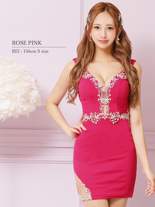 画像27: 【ANGEL R/エンジェルアール】 ワンカラー/ バストVメッシュ/ ビジュー/ シアー/ ノースリーブ/ タイト/ ミニドレス/ キャバドレス[OF2] (27)