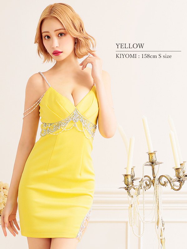 画像5: XSサイズあり【ANGEL R/エンジェルアール】 バストタック/ ビジュー/ デザイン/ パールチェーン/ タイト/ ミニドレス/ キャバドレス[OF2] (5)