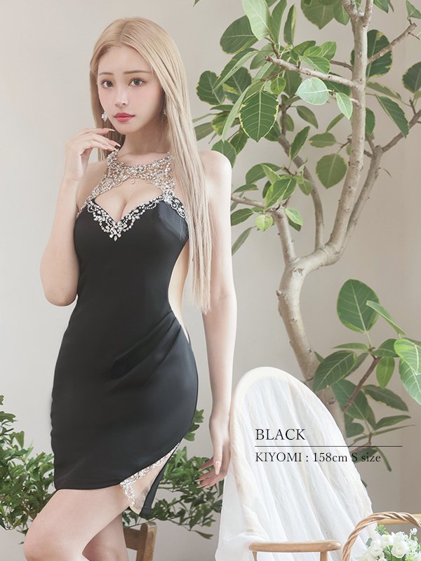 画像22: XSサイズあり【ANGEL R/エンジェルアール】 ホルターネック/ バストカット/ ワンカラー/ ビジュー/ ストレッチ/ ノースリーブ/ タイト/ ミニドレス/ キャバドレス[OF2] (22)