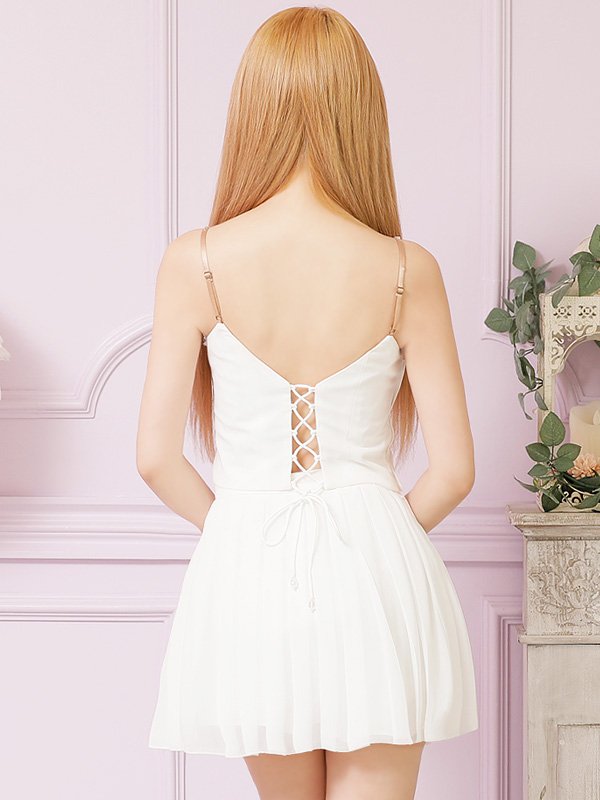 画像29: XSサイズあり【ANGEL R/エンジェルアール】バストストーンビジュー/ セパレート/ キャミソール/ セットアップ/ プリーツシフォンスカート/ フレア/ マイクロミニ/ ミニドレス/ キャバドレス[OF2] (29)